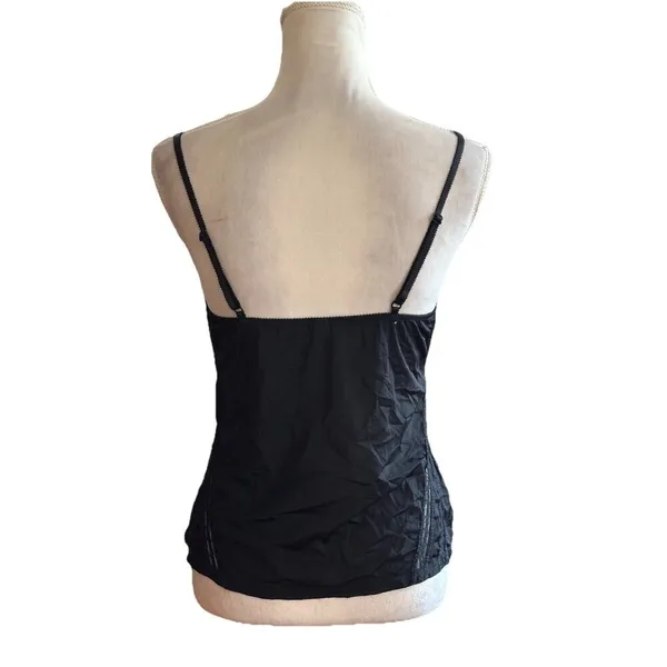 Vintage Y2k Camisole Top Satin Lace Trim Sz L 90s Spaghetti Strap Goth Sexy READ - Image 2