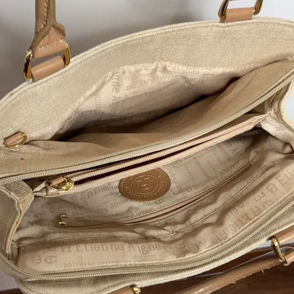 Etienne Aigner woven‎ purse tan - Image 9