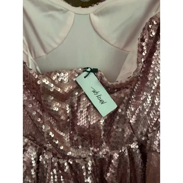 Nasty Gal NWT Pink Champagne Sequin Strapless Mini Dress US 6 Party Cocktail - Image 4