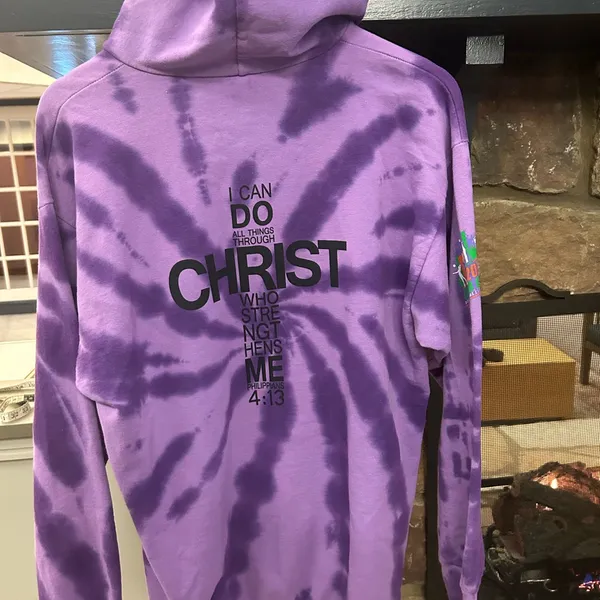 Hoodie Purple Tie-Dye Hoodie with Volleyball Graphic L/G/G Great Shape!! - Image 2