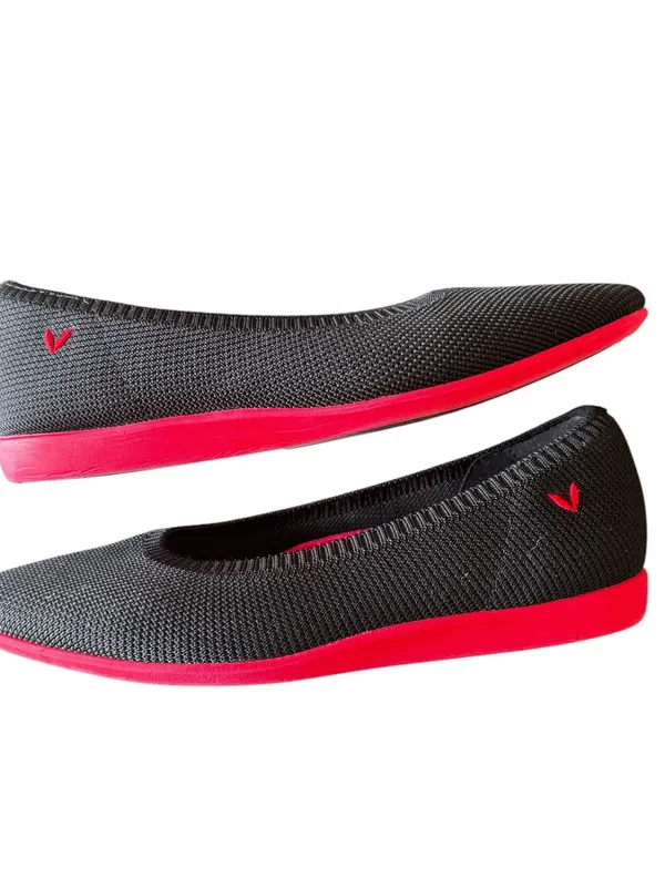 VIVAIA - Black Pointed Toe Knit Ballet Flats Red Sole Sz 35.5/5.5 - Image 9