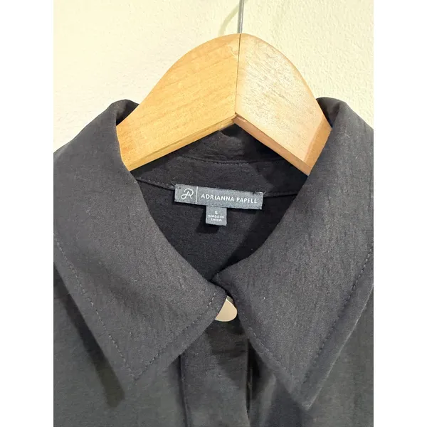 Adrianna Papell Women Oversized Black Cropped Utility Shirt Sz Small - Image 5