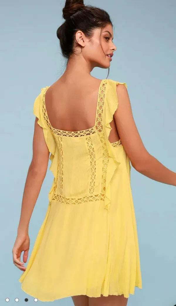 Free People Yellow Mini Dress - Image 3