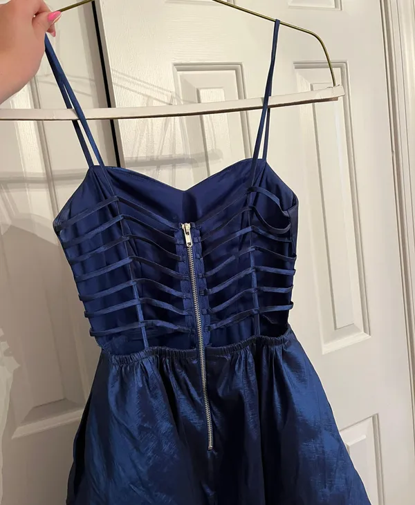 High Low Prom Dress Blue - Image 3