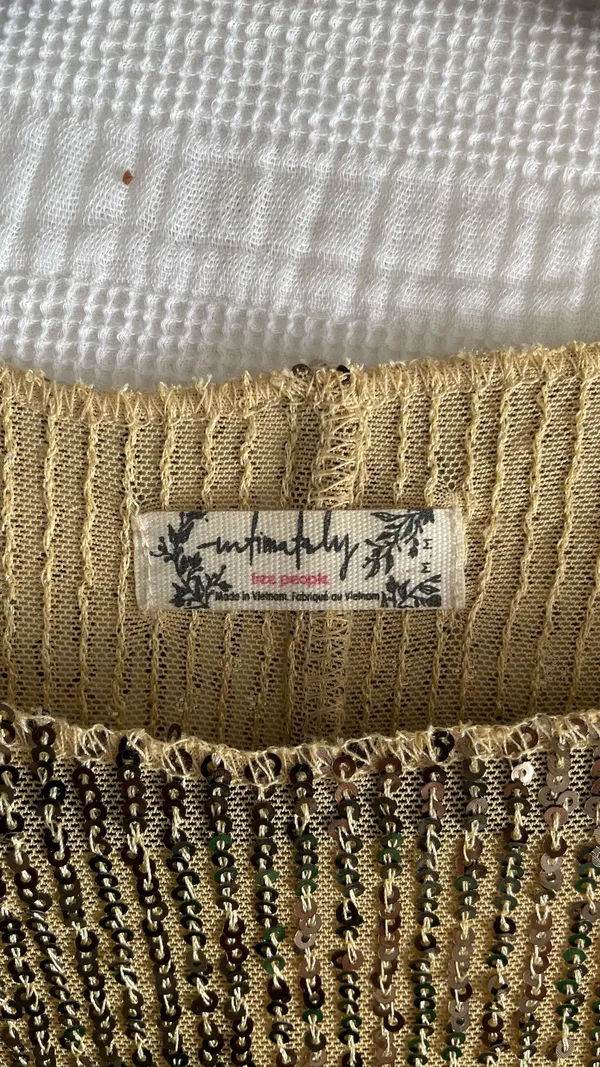 Free People gold sparkle long sleeve top - Image 3