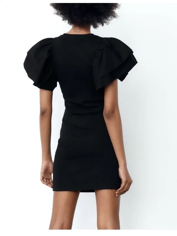 $70 NWOT Zara ribbed ruffle sleeve mini dress, S - Image 4