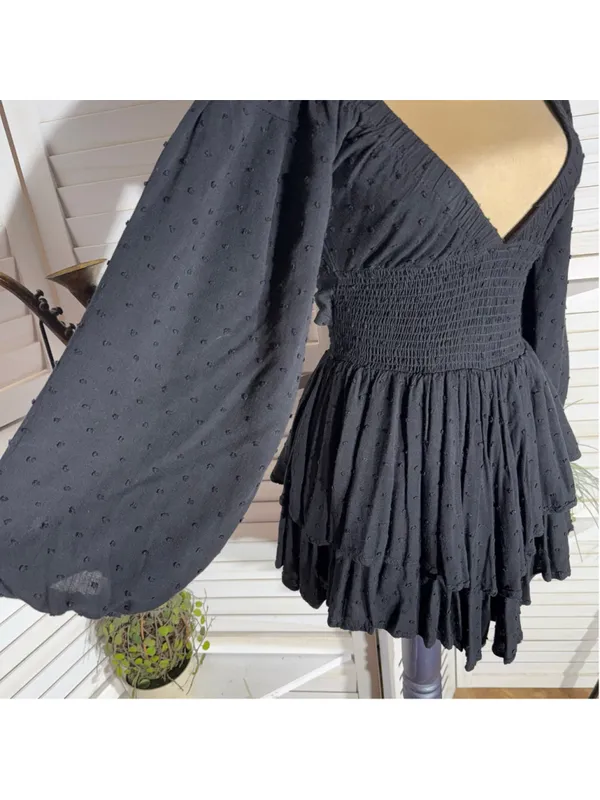 Princess Polly tiered babydoll dress romper ballooned sleeve boho whimsigoth XS - Image 5