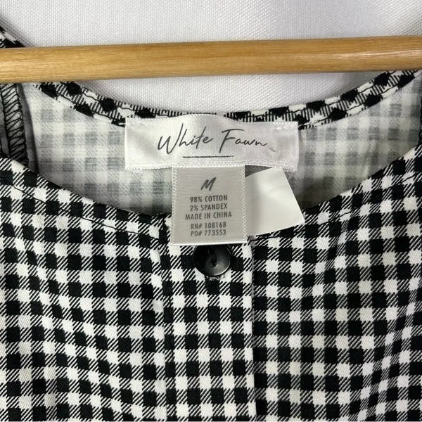 Tilly's White Fawn Black & White Square Plaid Button‎ Front Mini Dress M - Image 4