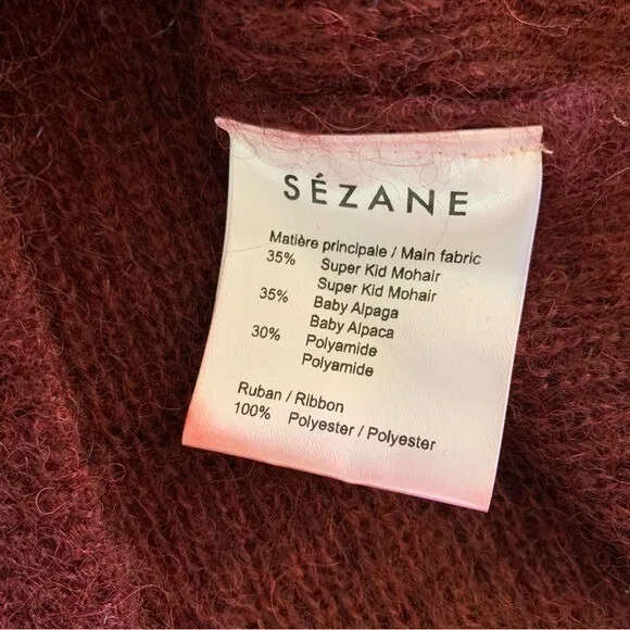 Sézane Sweater Small Maroon Mohair Alpaca Blend Bow Shoulder - Image 8