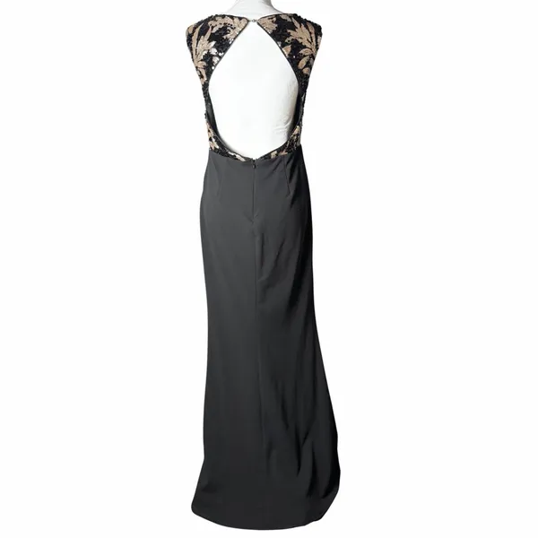 Lulus Gilded Glory Gold and Black Sequin Open Back Maxi Gown Women's size XL - Image 2