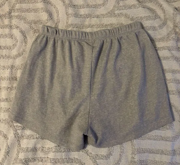 Gray Ribbed Lounge Shorts, Sz M Size M - Image 2