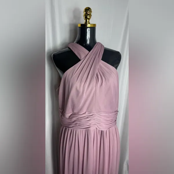 David’s Bridal formal gown blush Pink Halter Dress elegant effortless 16 NWT - Image 3