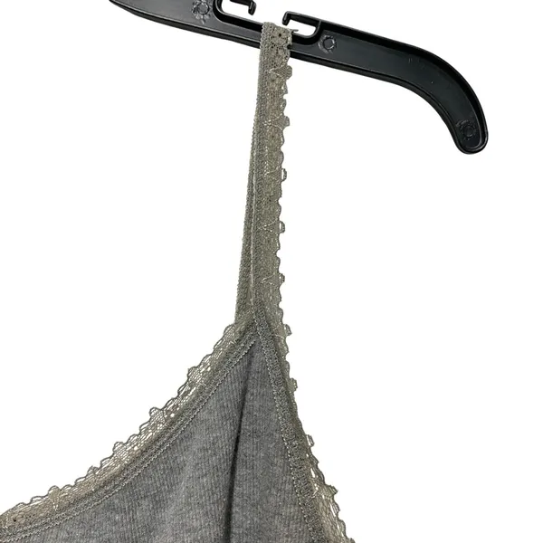 Faded Glory Cami Top Lace Trim Organic Cotton Blend Gray Tank Top Large Milkmaid - Image 4