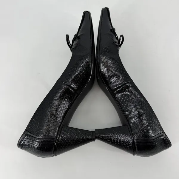 J Renee Black Reptile Square Toe Bow Heels 11W Romantic‎ Goth - Image 5