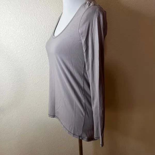 Lululemon Another Round Pima Cotton Long Sleeve Shirt in Dark Chrome WOMEN SMALL - Image 3