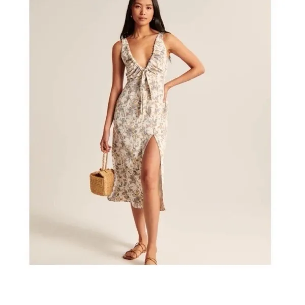 Abercrombie & Fitch Floral Midi Slip Dress XS Cottagecore Boho Rustic Ruffles - Image 9