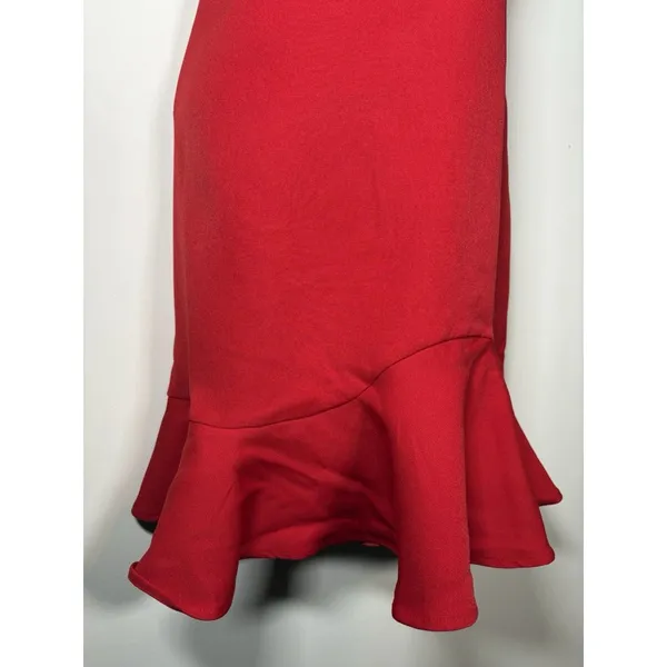 New TCEC Red‎ One Shoulder Ruffle Dress Size Large - Image 3