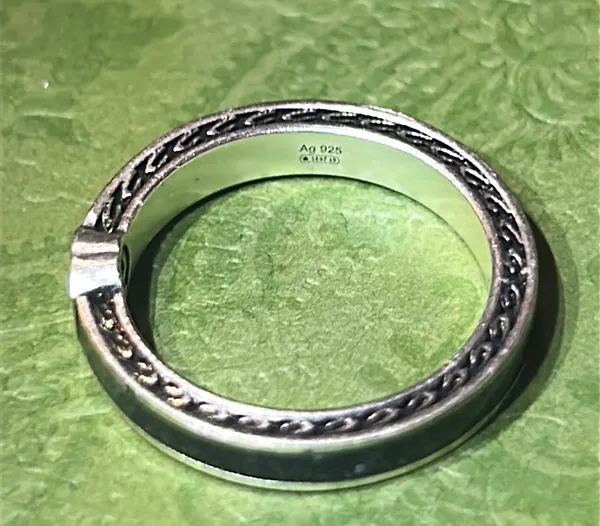 Gucci Interlocking G Enamel Thin Ring Black Ag925 - Image 3