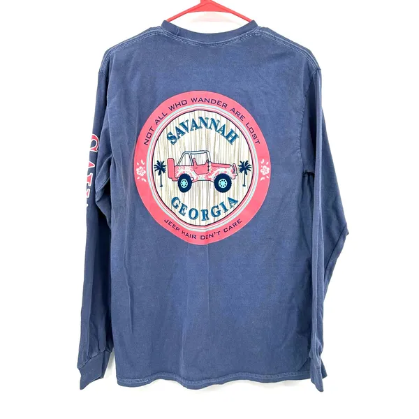 Gildan‎ Size Medium Long Sleeve Savannah Georgia Graphic Tee Shirt T-Shirt Top - Image 2