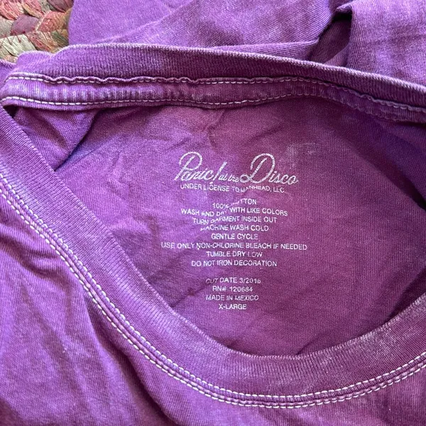 Panic At The Disco Purple Stone Wash Triangle Illuminati Band Tee - Image 2