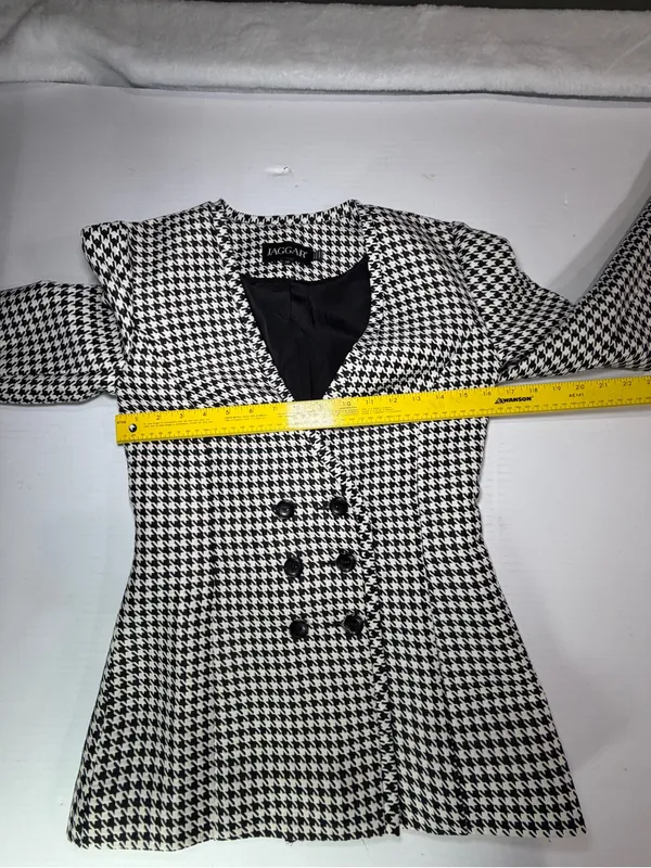 Jaggar Black and White Houndstooth Double-Breasted Blazer - Image 5