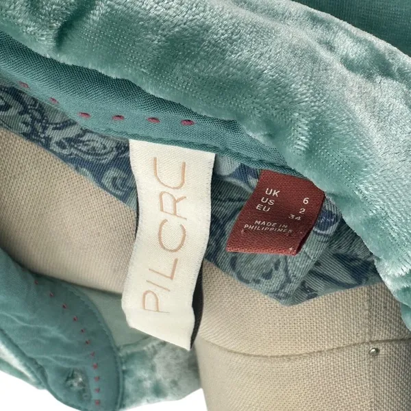 Anthropologie Pilcro Mara Relaxed‎ Velvet Buttondown Top Teal Blue Size US 2 - Image 11