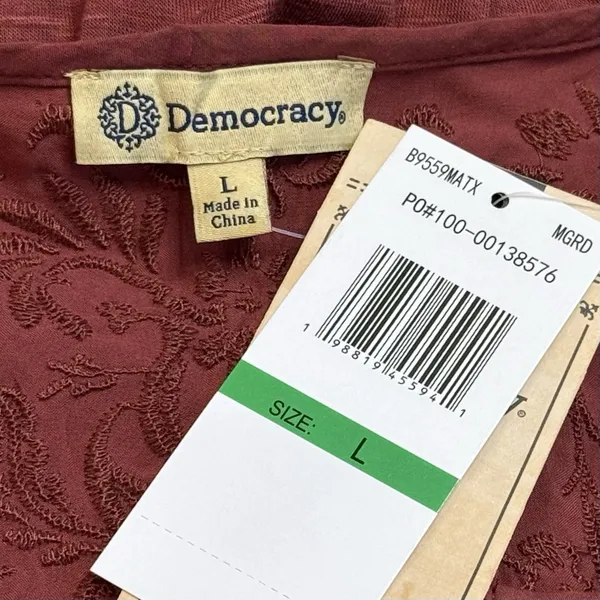 NEW Democracy Rust Embroidered Peasant‎ Blouse Boho Garden Lagenlook Feminine L - Image 8