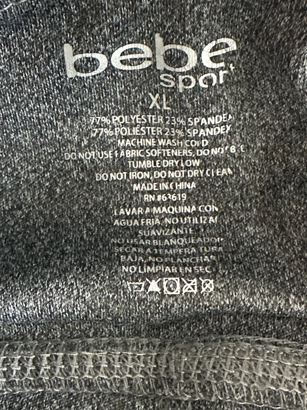 Bebe sport Women Gray Logo Biker Shorts Gym & Training Stretch Jersey XL - Image 4