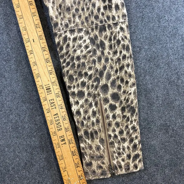 J.McLaughlin Womens Leopard Print Skinny Pants Brown Tan Animal Ankle Zip Size 6 - Image 5