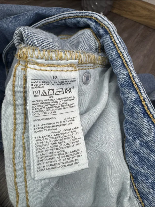 Old Navy Womens High Rise OG Loose Light Blue Jeans Distressed Smooth Pockets 16 - Image 5