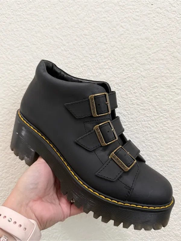 DR. MARTENS Coppola Black Leather Platform Ankle Boots Buckle Women’s Size 9 US - Image 8