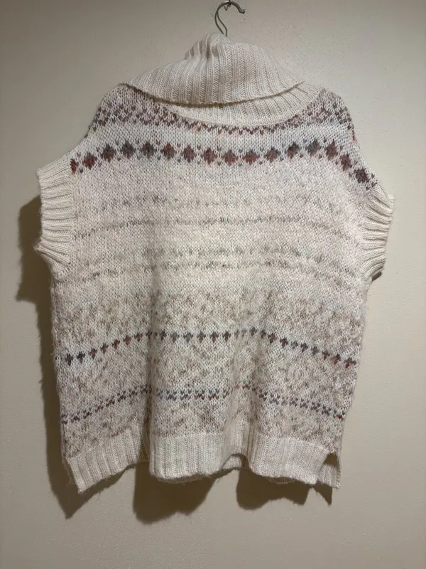 Free People Snow Bunny Sweater Vest Oversized Turtleneck Fair Isle - Image 6