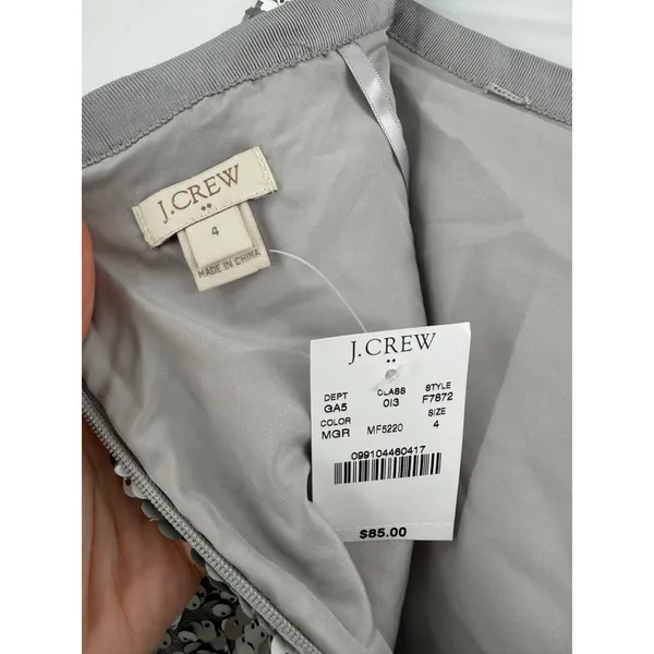 NWT J.Crew Sequin Mini‎ Skirt Womens 4 Silver F7872 Disco Party Glam Holiday - Image 4