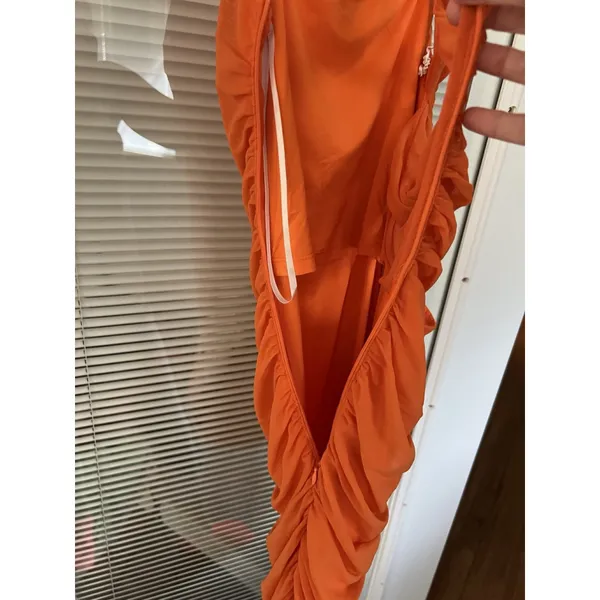 Hello Molly Orange Airy World‎ Dress Open Cut Out Back Size 4 - Image 6