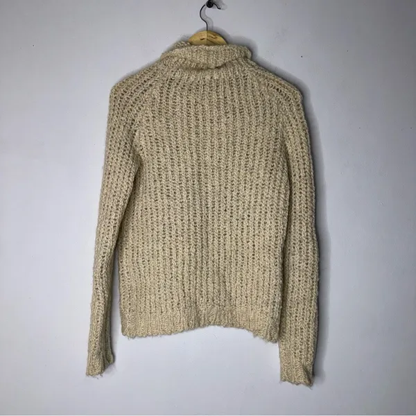 Theory PT (xs Tall) Cream Chunky‎ Cowl Neck Alpaca Wool Sweater CP - Image 2
