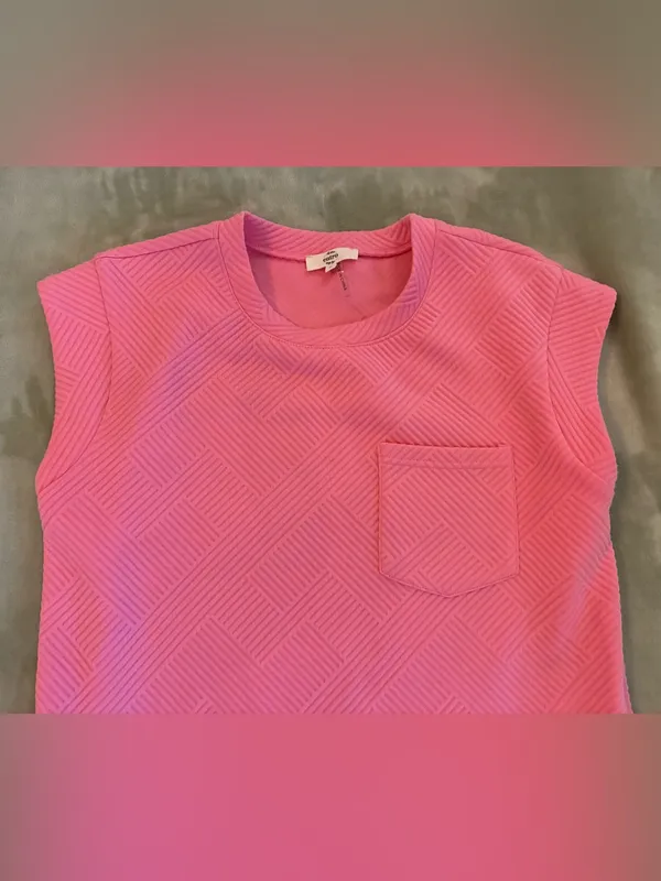 Women’s entro Brand Boutique Pink Textured Pocket Dress Size Small - Image 2