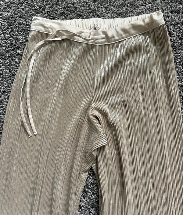 Victoria's Secret Gold Metallic Pleated Wide-Leg pajama bottoms - Image 4