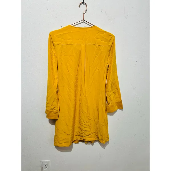 TORY BURCH Women's Yellow Golden 100% Silk Crew Neckline Sophia Dress Size 2 - Image 4