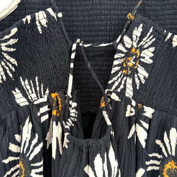 American Eagle Cami Mini Dress Womens XS Black Floral Smocked Daisy Boho Y2K 90s - Image 10