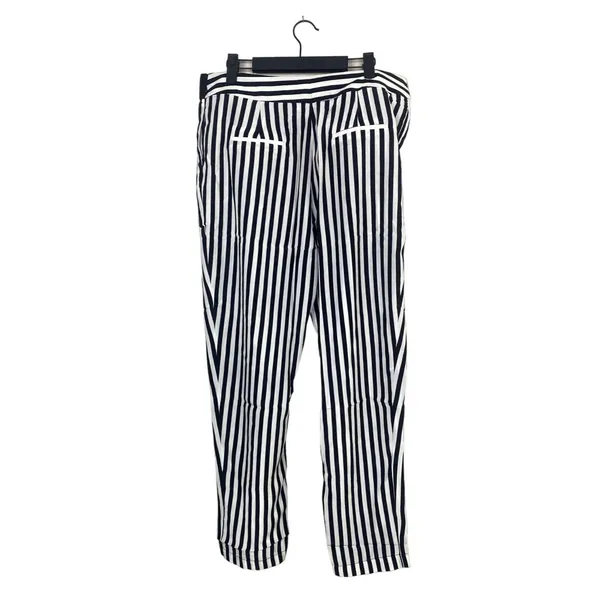 NWT Sans Souci Striped Lightweight Satin Feel Trouser Ankle Pant M Black White - Image 6