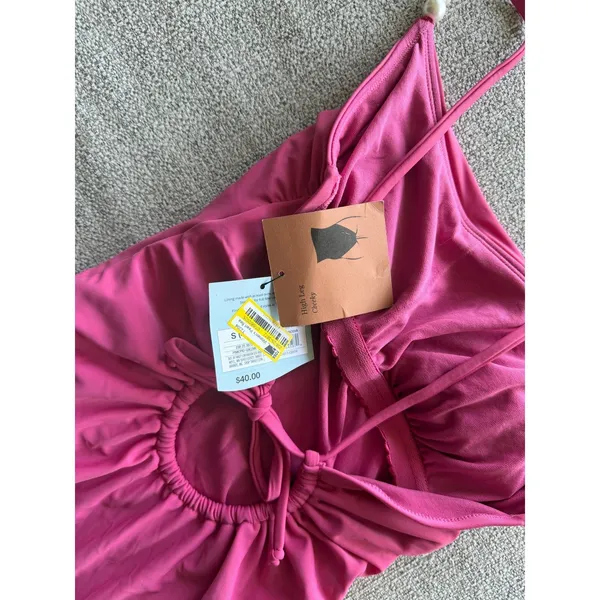 Shade & Shore‎ Pink High Leg Cheeky One Piece Swimsuit Size S 4-6 - Image 3