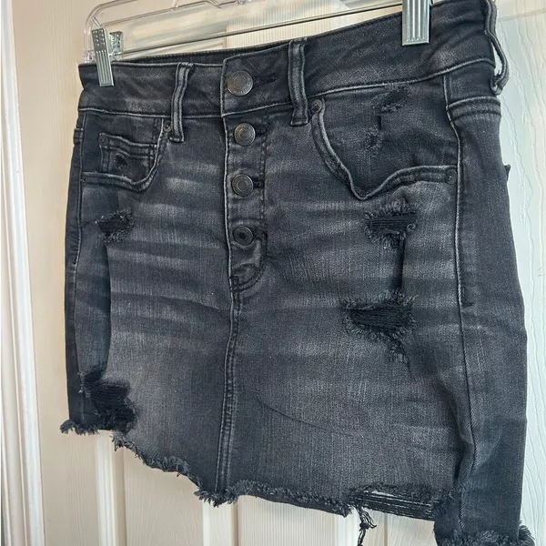 American Eagle Black High Rise Mini Jean Skirt - 6S - Image 2