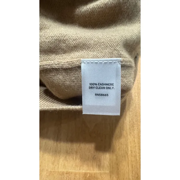 Nordstrom Womens 100% Cashmere V-Neck Sweater Tan Camel Brown Size‎ L - Image 3