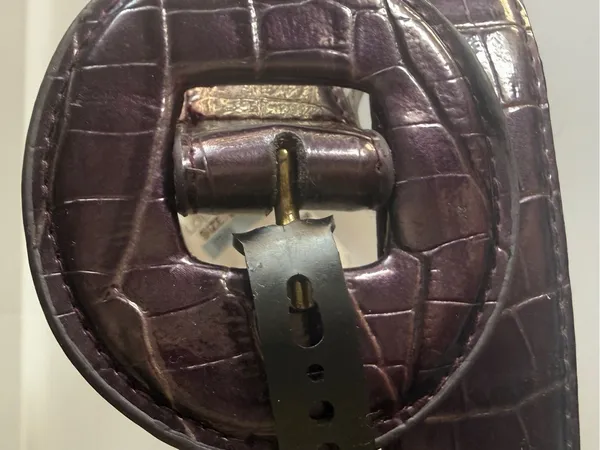 Steve Madden Croc-Embossed Wide Belt in Dark Purple Plum NWT Small 4-6 Y2K - Image 2