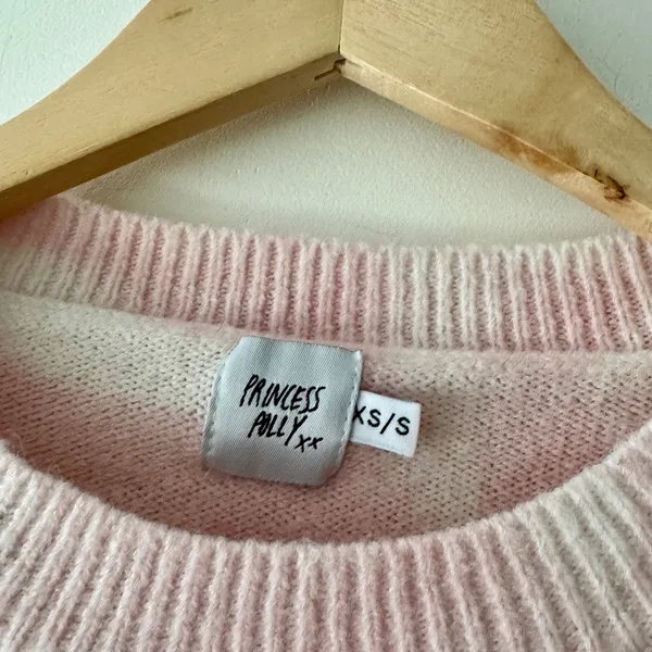 Princess Polly White and Pink Tie‎ Dye Wool Blend Sweater Balloon Sleeves - Image 6