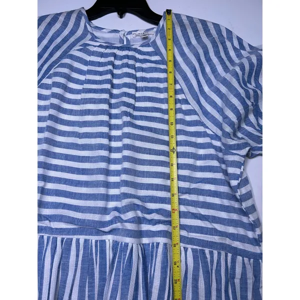 MAISIE Lex Puff Sleeve Babydoll Style Dress In Blue/White Stripe. NWOT. Size L. - Image 5