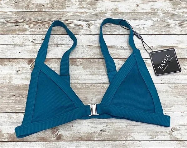 NWT Zaful Ribbed Front Closure 2-pc Bikini Set S - Image 3