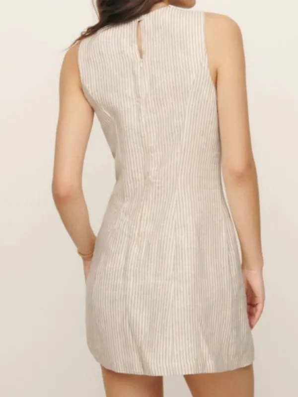 Reformation Citron Linen Dress, Sandy Striped size 8 petite - Image 2