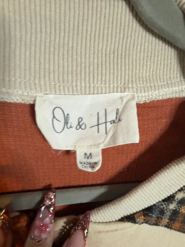 Oli & Hali WASHED COLORBLOCK ZIP FRONT BOMBER TERRY JACKET NWOT - Image 13