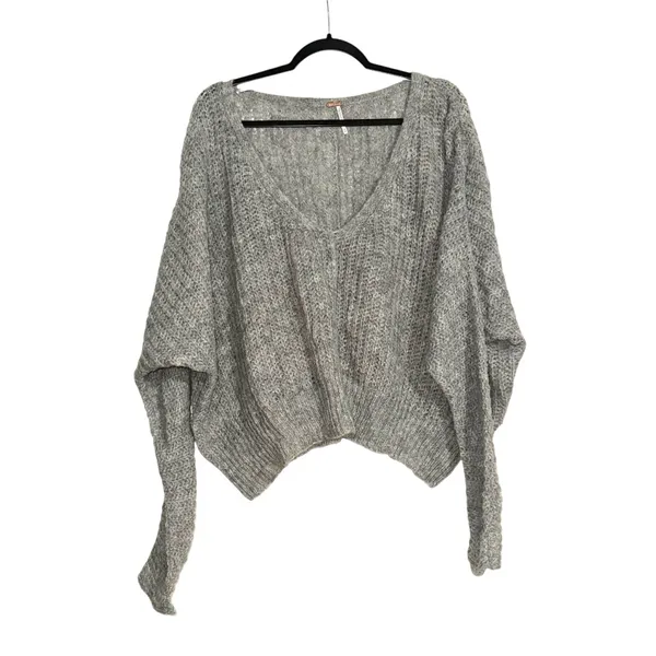 Free People Moonbeam Alpaca Blend Knit V-Neck Oversized Sweater MEDIUM - Image 4